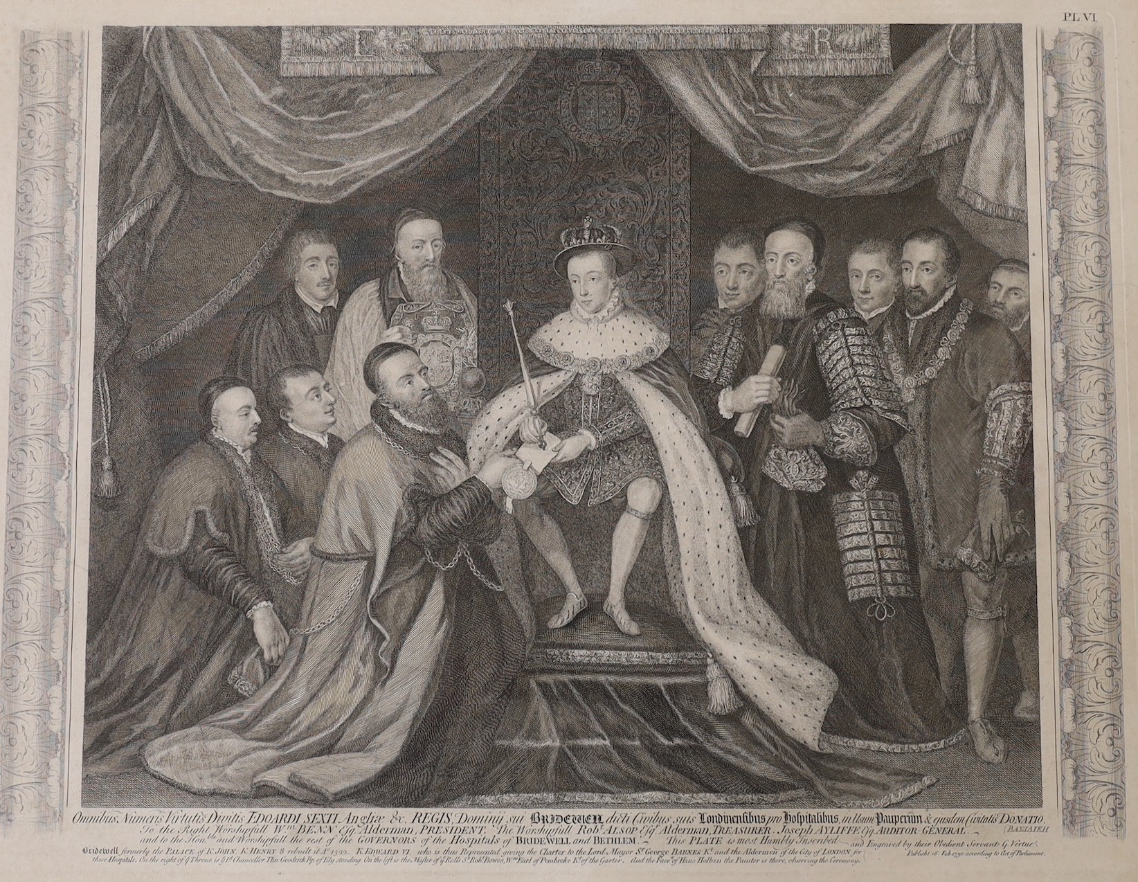 Vertue after De Heere, three engravings, ‘Mary Queen of France & Charles Brandon Duke of Suffolk’, ‘Frances Dutchess of Suffolk and her Husband Adrian Stokes Esq.’, and another, 51 x 66cm